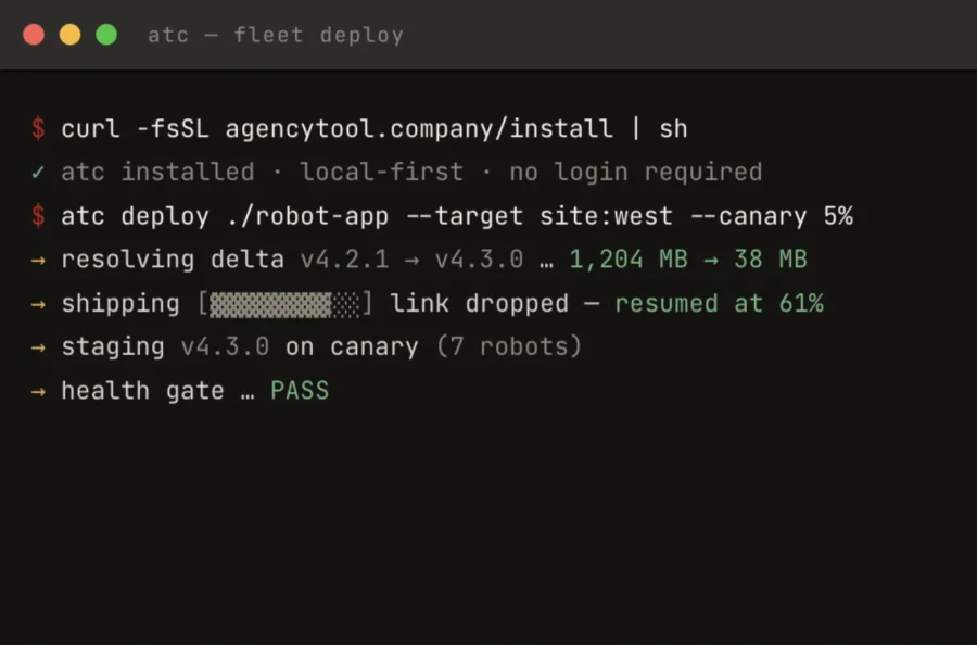 ATC CLI deploying a canary release with delta resolution and health gate
